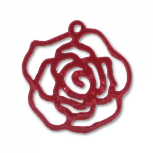 Epoxy enamelled charm Rose 20mm Red x1