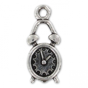 Alarm clock charm 11mm Old silver tone x1