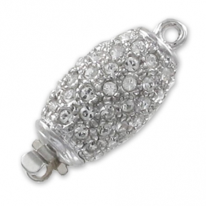 Rhodium plated 21x9mm clasp with Crystal strass x1