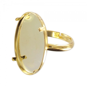 Ring for 25x18mm flat back cab fine Gold plated x1