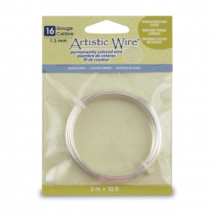 Artistic Wire Copper Wire 1.3 mm - Tarnish-Resistant Silver-Plated x 3 m