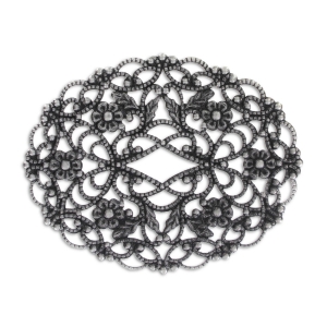 Oval Filigree finding 50x40mm Old silver tone