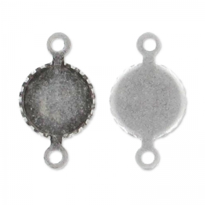 Spacer cabochon setting for flat 6mm cab silver tone vieilli x10