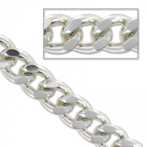 Aluminium Curbchain  9x13mm Rhodium tone x1m
