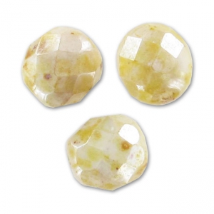 Fire Polished faceted round beads 8mm Ivory Ceramic Look x20