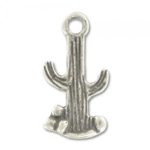 Cactus charm 18mm Old silver tone x1