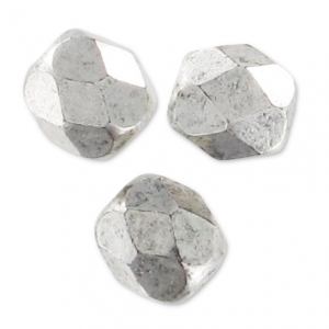 Facets 4 mm Jet Antique Silver x50