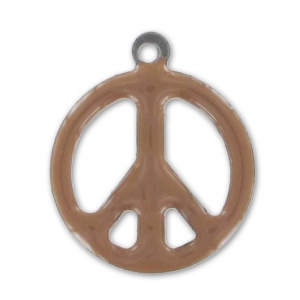 Epoxy enamelled peace charms 19mm Brown x10