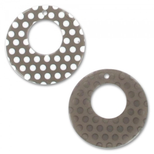 Pendant 34mm Light Grey Polka dot White x1