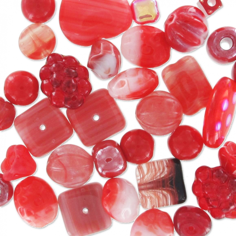 Czech glass beads assortment red x50g Perles & Co