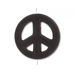 Bead Howlite Peace 15mm Jet x1