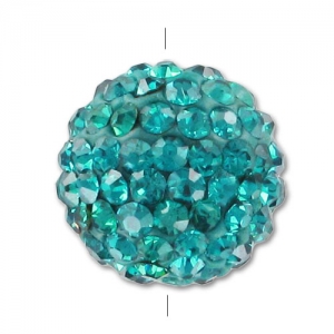 Plasticine round bead rhinestones 8mm Aquamarine x1
