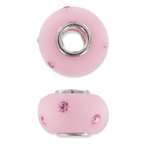 Polaris Rhinestones bead with big hole  14mm Light Rose x1