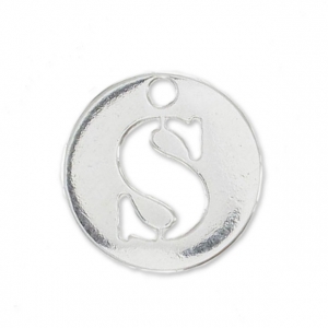 S letter Sterling silver charm 8.5mm x1