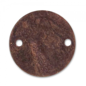 Hammered spacer round 2 holes 15mm Old copper tone x1