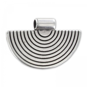 half ring pendant 23x35 mm Antique Silver Plating x1