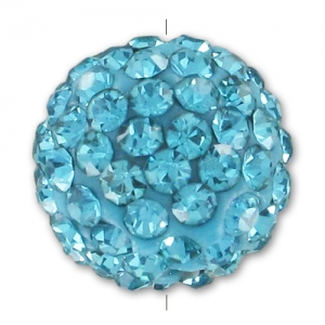 Plasticine round bead rhinestones 10mm Aquamarine x1