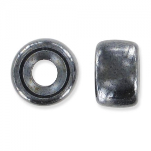 Large hole beads - Pony Beads 6 mm - Preciosa - Jet Hematite x15