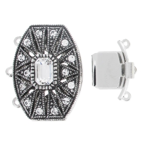 3 strands 22mm clasp with PureCrystal Crystal cabochon  old silver tone