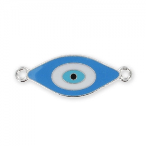 Enameled spacer Lucky eye  38 mm rhodium tone/Aqua