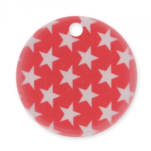 Printed Sequin 20mm Stars Red/white x1