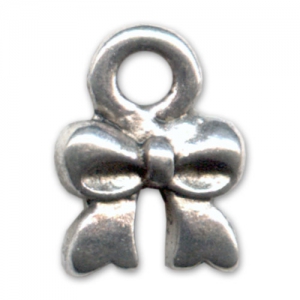 Bowknot charms 11mm Old silver tone x5