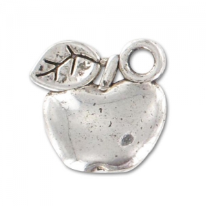 Apple charm 10mm Old Silver tone x1