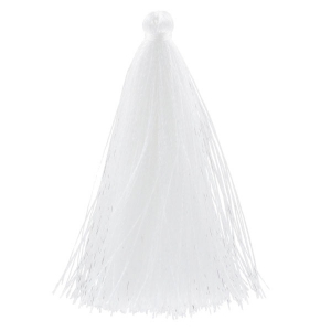 Pompon in silk imitation 63-66 mm white x1