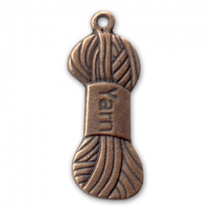 Wool ball charm 31mm Old copper tone x1