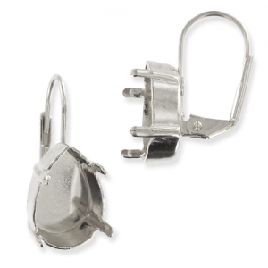 4320 Cabochon 14X10mm Leverback earrings Rhodium tone x2