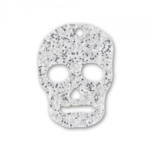 Pendant Skull 23 mm Silver glitter x1