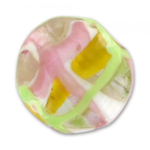 Flat round bead 22mm Crystal/Rosa/Verde x1
