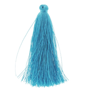 Pompon in silk imitation 63-66 mm Turquoise x1