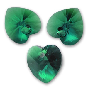 PureCrystal 6228 Heart 14,4x14mm Emerald x1