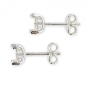 925 Sterling Silver Cabochon Earstuds x2