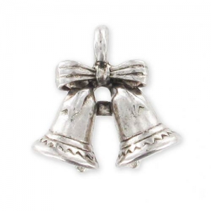 Bells Charm 15mm Old Silver tone x1