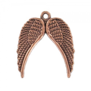 Angel wing charm 23mm Old copper tone x1