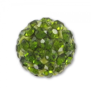 Plasticine half-drilled round bead rhinestones 8mm Olivine x1