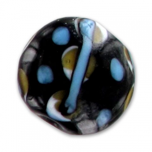 Flat round bead 20mm Jet/Aqua/Sand x1