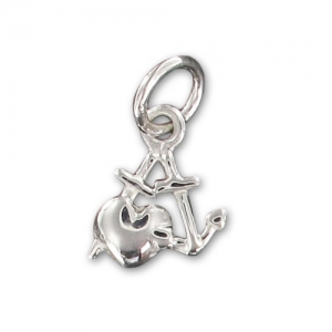 Sterling silver charm Cross anchor heart  11mm x1