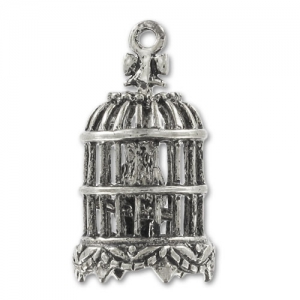 Bird cage charm 21mm Old Silver tone x1