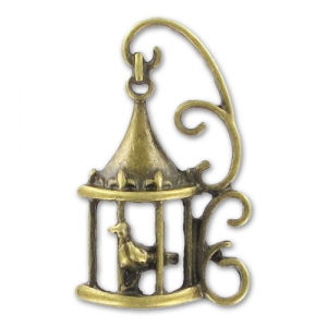Bird cage with volutes 35mm Bronze tone x1