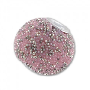 Round bead  with beads inclusions 14mm Pinkx1