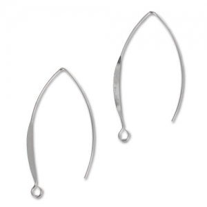 Earwires 42mm Rhodium tone x2