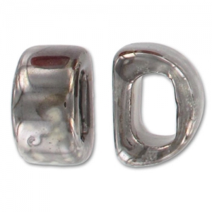 Ceramics slider 18x10mm Iridescent Cream Silver x1