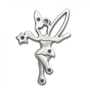 Fairy pendant 32mm Antique Silver Plating x1