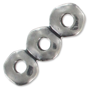 3 strands spacer rondelles 18x2.2 mm rhodium tone x5