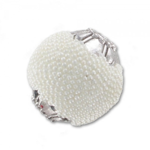 Round bead with beads inclusions 15mm Cream x1