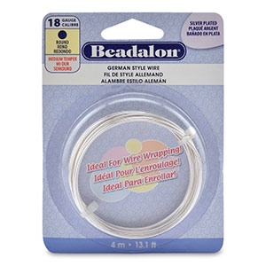 1.02 mm Round Copper Wire - German Style Wire - Silver-Plated x 4 m