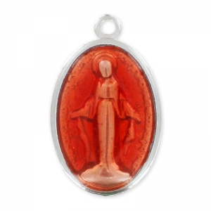 Enamelled Virgin medal 25mm Orange x1